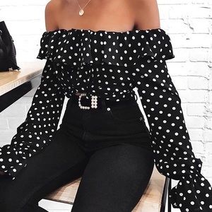 Polka Dot Off-the-Shoulder Top